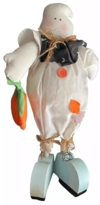 Muñeca fantasma de tela primitiva 15” hecha a mano arte popular decoración de Halloween madera de colección Foto 1 de 4
