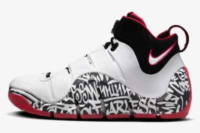 Nike Zoom LeBron IV 4 Graffiti 2023 Men's Shoes White Red Black DJ4888 100 - Image 1 of 4