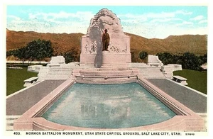 Lot 2 Mormon Batallion Monument & This is The Place Monument Utah Postkarte - Bild 1 von 4