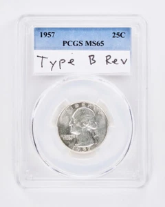 1957 Washington Silver Quarter Type B Reverse PCGS MS65 25c - Picture 1 of 2