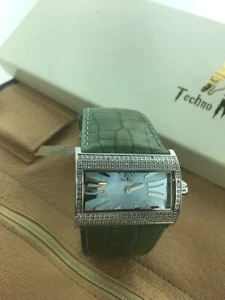 Techno Master Women's Blue Green Diamond Leather Band Watch TML2092 $1600 - Picture 1 of 12