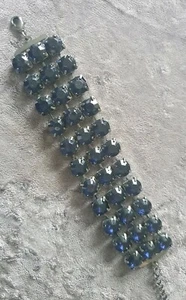 Atemberaubendes dunkelblaues funkelndes 3-reihiges Damenarmband mit Diamanten NEU  - Bild 1 von 4