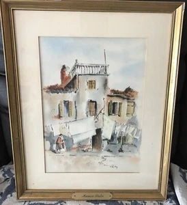 VINTAGE BETTY GUY WATERCOLOR PAINTING MURANO, ITALIA - Picture 1 of 10