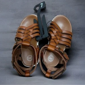 Wonder Nation Brown Caged Sandals NWT Sz 7 Boho Girls Toddler Gladiator - Picture 1 of 5