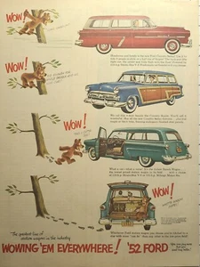 Ford Station Wagons Country Squire Ranch Tío Grizzly anuncio impreso vintage 1952 - Imagen 1 de 2