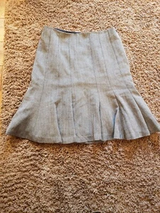 Falda de lana Chaps Fit & Flare peplum 8 negra tejida en crema forrada espina de arenque con cremallera - Imagen 1 de 6