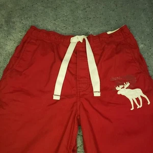 Pantalones de salón vintage Abercrombie para hombre grandes rojos relajados sueltos pijama cordón - Imagen 1 de 7