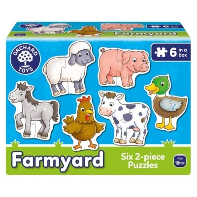 Orchard Toys Farmyard Jigsaw Puzzle Set 6 2-Piece Puzzles 18 Months+ Brand New - Image 1 of 2