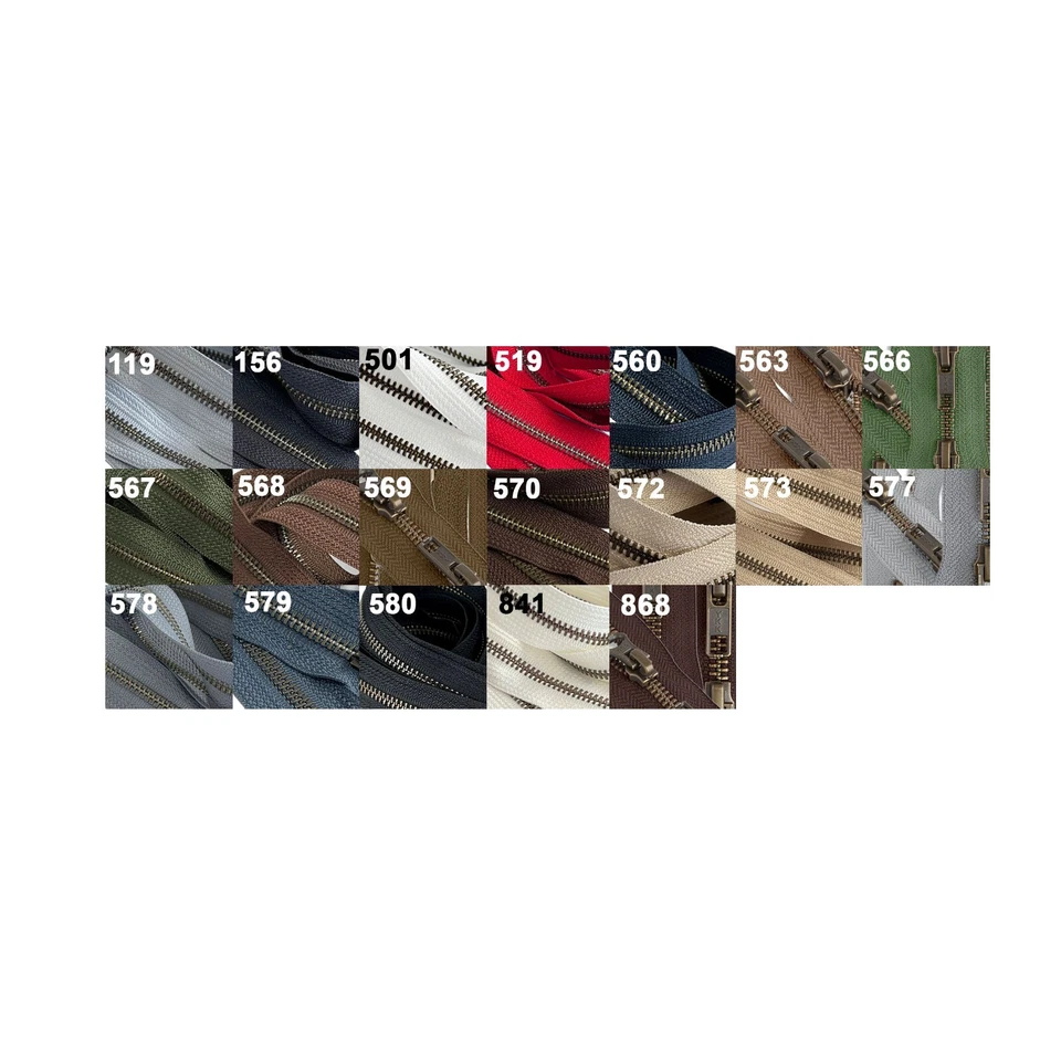 Chaqueta YKK #5 Antigua Latón Dos Vías Separadora 27" a 36" Peso Medio Cremallera Foto 1 de 1