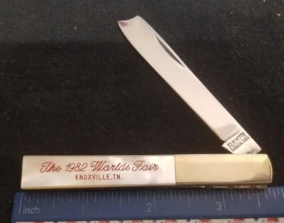 Taylor Cutlery Elk Horn 1982 Worlds Fair One Arm Razor Knife, Mother Of Pearl " - Image 1 of 4