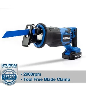 Cordless Reciprocating Saw Hyundai 20V Li-Ion MAX Range Battery & Charger inc - Picture 1 of 24