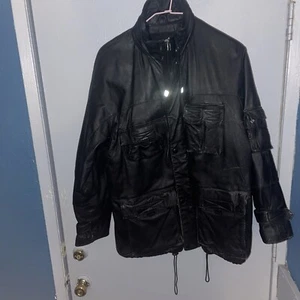 Wilsons M. Julian Black Leather Mens S Cargo 9 Pocket Zip Up Jacket N - Picture 1 of 15