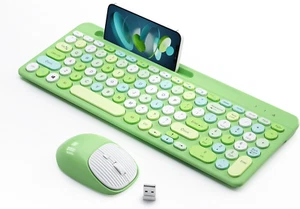 Combo de teclado y ratón inalámbricos, teclado inalámbrico retro con teclas redondas, 2 - Imagen 1 de 6