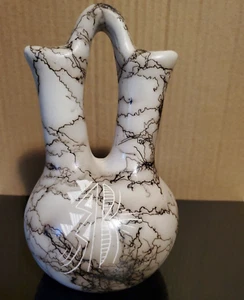 Navajo Indian Horse Hair Wedding Vase - 7" - Etching - Vail/Navajo - Picture 1 of 7