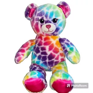 Oso de peluche peludo arco iris tie-dye mixto Build A Bear de 17" púrpura rosa - Imagen 1 de 5