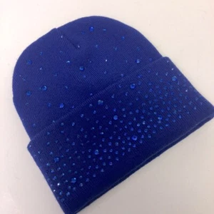 TASHA BLUE CRYSTAL EMBELLISHED KNIT BEANIE OS NWOT - Bild 1 von 7