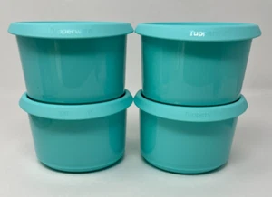 4 cuencos Tupperware One Touch con tapas 2 1/4 C 575 ml azul - Imagen 1 de 6