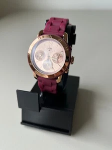 COACH Chronograph Legacy Sport Watch Womens Gold Champagne Face w/ Maroon Band - Picture 1 of 14