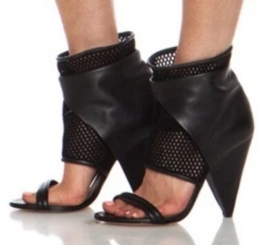 Sandalias IRO Sumek Botines de Malla de Cuero Negro Tacones Cono Talla 38 EUR Foto 1 de 4