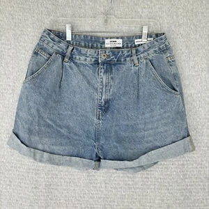 Cotton On Womens Mid Slouch Boyfriend Cotton Rolled Cuffs Shorts Blue 14 - Picture 1 of 11