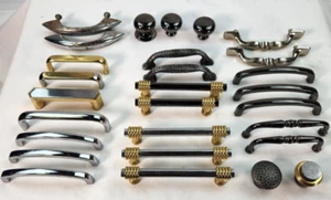 Mixed Lot Drawer Pulls Furniture Hardware Black Chrome Metal Ornate 28 Pcs Pairs - Picture 1 of 13