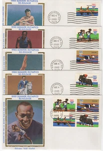 SSS: 5 pcs Colorano Silk FDC 1980 15c 1980 Summer Olympics Re-Release Sc#1791-94 - Picture 1 of 3