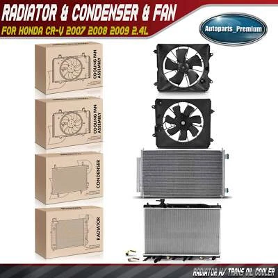 Radiator & AC Condenser & Cooling Fan Kit for Honda CR-V 2007 2008 2009 L4 2.4L - Image 1 of 4