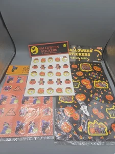 Nuevo Lote De 3 Pegatinas Vintage Halloween Brujas Fantasmas Gatos Y Más - Imagen 1 de 3