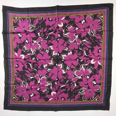 Bufanda vintage Specialty House para mujer 100 % seda púrpura floral 31”x 31” Foto 1 de 4