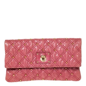 Marc Jacobs Pink Studded Leather Eugenie Clutch - Picture 1 of 10