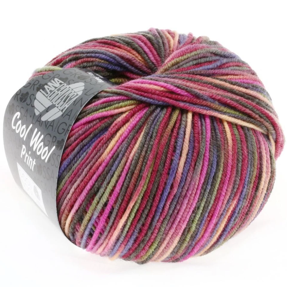 Wolle Kreativ! Lana Grossa - Cool Wool Print - Fb. 749 weinrot/pink/oliv 50 g - Bild 1 von 1