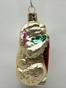 Vintage West Germany Glass Christmas Ornament Rabbit Bunny With Carrot - Picture 1 of 9