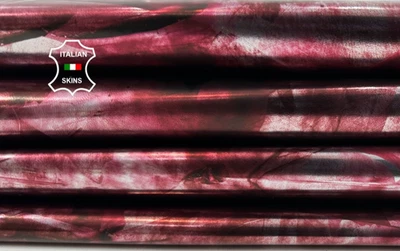 METALLIC WINE DISTRESSED Strong Calfskin Leather hide 5 skins 28sqf 0.7mm #C5883 - Image 1 of 4