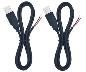 5V 3A USB Male Plug to Bare Wire Charger Cable, 3FT Power Repair... - Photo 1/3