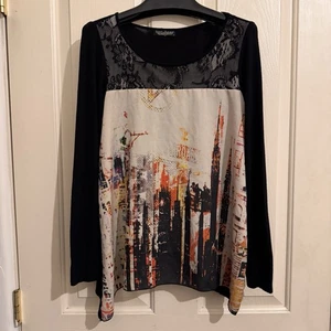 Vanilla Sugar Vintage Y2K Wmn Small Black Broadway and 42nd Long Sleeve Top USA NYC - Bild 1 von 10
