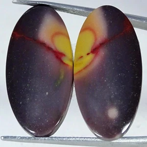 30.50Cts Natural Polygram Jasper Pair Earrings Making Oval Cabochon 14X29X4MM - Picture 1 of 4