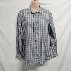 Foxcroft kariertes plissiertes Oberteil Bluse Hemd Damengröße 14 Baumwolle - Bild 1 von 11