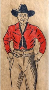 Vintage Antique 1955 Hopalong Cassidy Cowboy Gunslinger Iron On Transfer - Picture 1 of 1