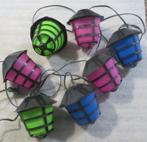 Vintage Patio RV Camping Lantern Style String Bright Colors 7 lights - Picture 1 of 3