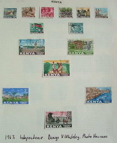 KENYA 1963/8 mint & used group on 2 pages Sg1-19 + Butterflies 1988 - attractive Cover