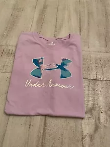 Under Armour Girls Sz. XL Purple Front Design Tee. Cute, Great Shape - Picture 1 of 5