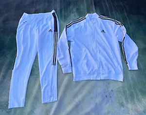 Adidas Men's White Track Suit Jacket Size M & Pants Size L. - Picture 1 of 15