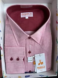 NWT INSERCH Mens Long Sleeve New Pink Color Shirt 100% Linen Size 3XL - Picture 1 of 7