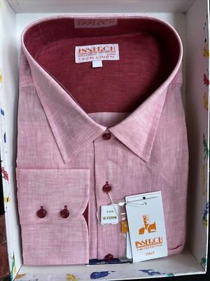 NWT INSERCH Mens Long Sleeve New Pink Color Shirt 100% Linen Size 3XL - Image 1 of 4