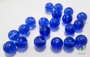 20 böhmische Glasperlen Kugeln rund blau aus neu Gablonz 11 mm (175/5) - Bild 1 von 3