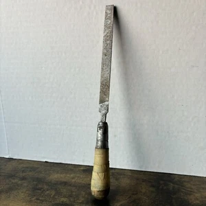 Vintage Nicholson 8” Steel Smooth File With Wooden Lutz File Co Handle Tool - Picture 1 of 19