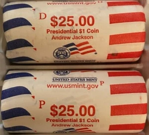 2008 Andrew Jackson Presidential Dollar $25 Rolls, In mint boxes AJ2 & AJ4 - Picture 1 of 2