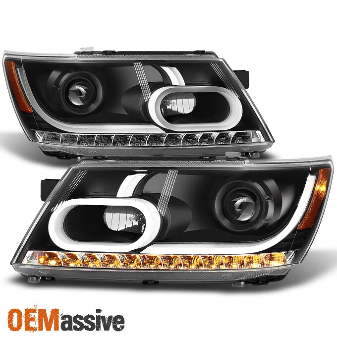 Faros proyectores de señal LED tubo de luz DRL negro para Dodge Journey 2009-2020 Foto 1 de 4