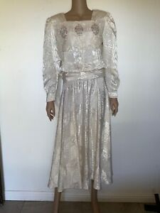 Vtg 1980s Mother of the Bride Secretary Cocktail Party Formal Wedding Dress Sz.8
