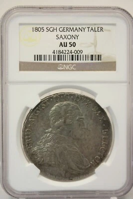 1805 SGH Germany Thaler Saxony NGC AU50 # 4009 - Image 1 of 4